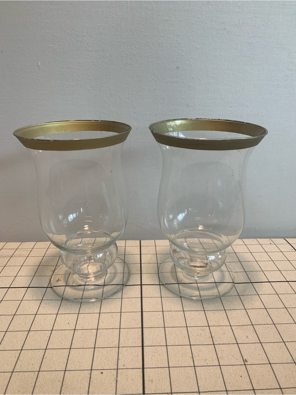 Set of 2 Vintage International Silver Company Hurricanes with Gold Rim